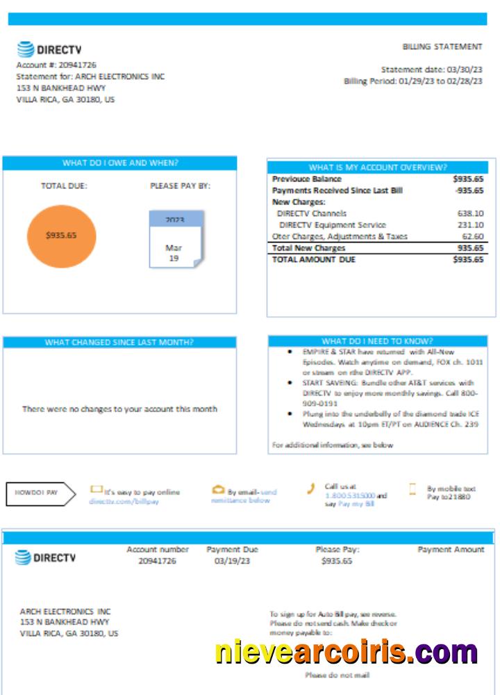 California Directv utility business bill